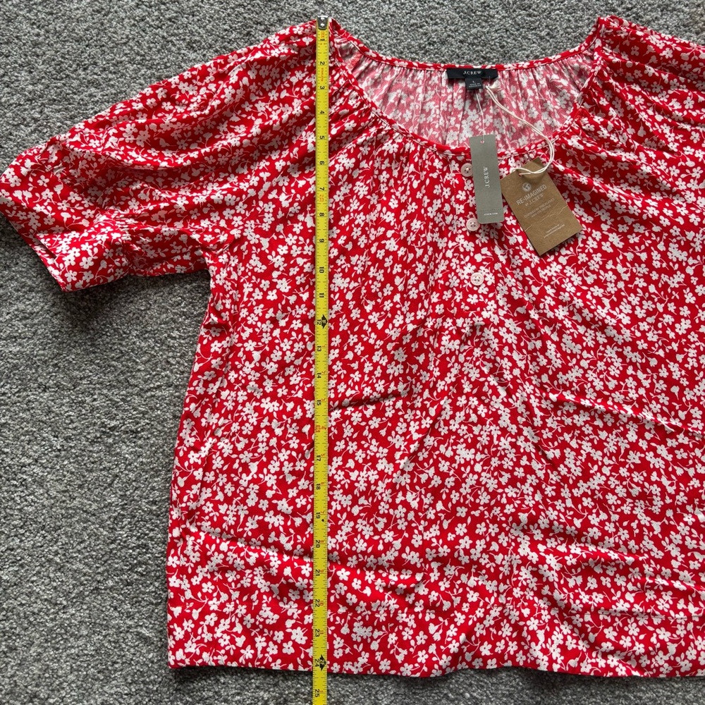 J. Crew Red Floral Peasant Top - Picture 6 of 8